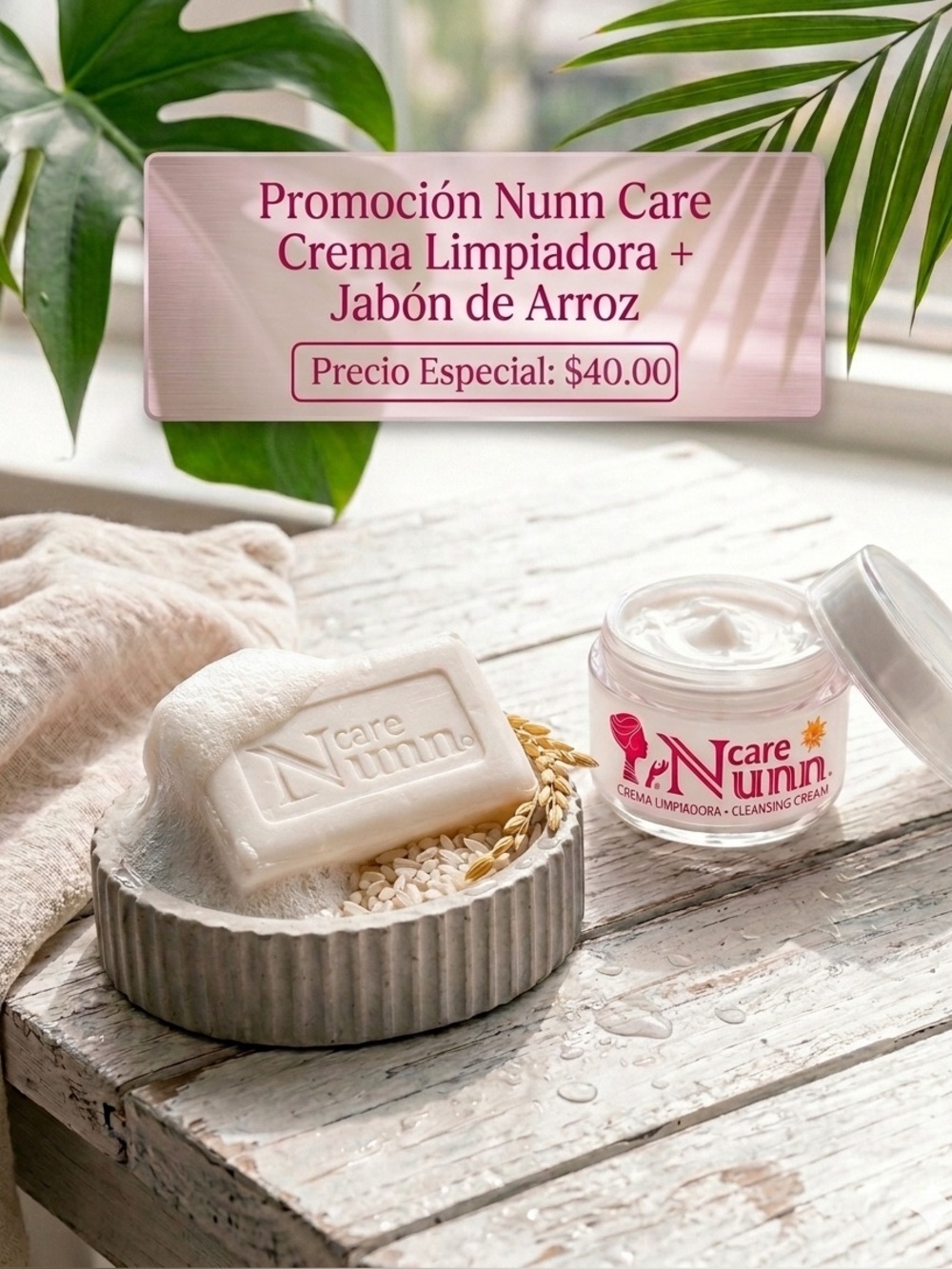 Nunn Care Limpiadora & Nunn Care Jabón de Arroz Dúo